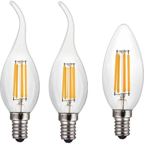Super Bright E14 LED Bulb Light 4W 8W 12W 220V Filament Candle Bulbs C35 C35L Edison Led Lamp Ampoule for Chandelier Lighting