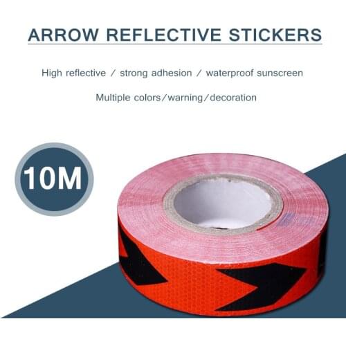 5CMx10M Long Car Motorcycle Bicycle Reflective Warning Tape Self Adhesive Sticker Black Green Arrow Printing