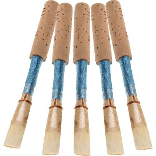 5pc Oboe Reeds Cork Reed Blue Strength Medium w/ Plastic Container for Oboe