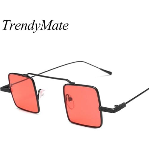 Vintage Steampunk Sunglasses Women Men Small Square Sun Glasses Ladies Clear Red Yellow Lense Mirror Goggle Punk Eyewear 1287T