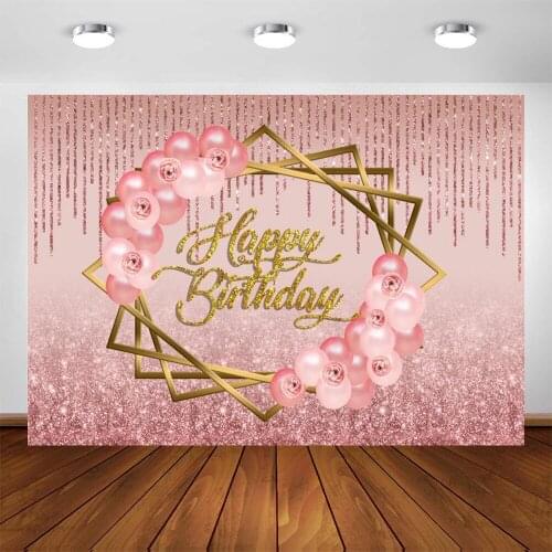 Yeele Pink Balloon Sequin Flash Backdrop Photography Adult Birthday Party Golden Font Background For Photo Studio Photophone