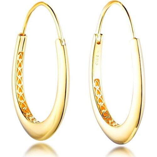 925 Sterling Silver Jewelry Chunky Hoop Shine Earrings Fit European style Women Original 925 Jewelry Mother Gift aretes de mujer