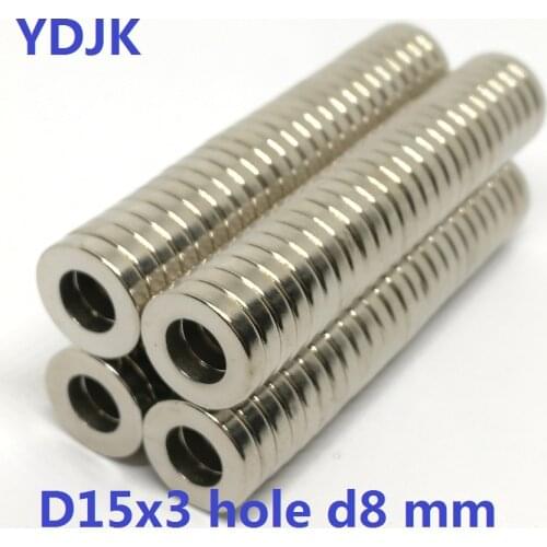 10 20 50PCS/LOT Ring Magnet 15x3 hole 8 N35 Strong mm NdFeB MAGNET 15*3 hole 8 Permanent Magnets 15x3-8