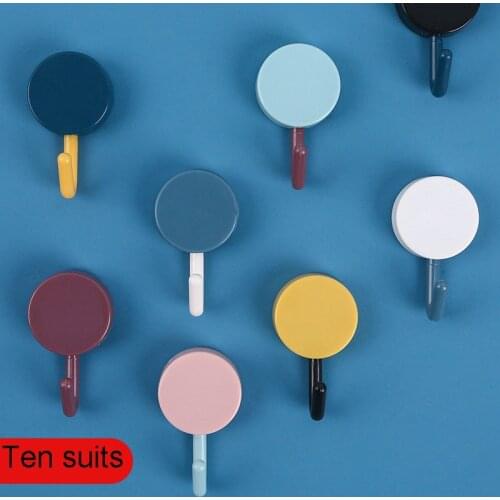 10Pcs Cute Creative Sticker Hook Free Punch Wall Sticker Seamless Hook Key Placement Classification