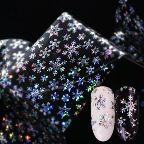 100x4cm Christmas Silver Snowflake Nail Art Sticker 3D Snowflake Nail Art Foil Transfer Flash Sticker decoration Accessories