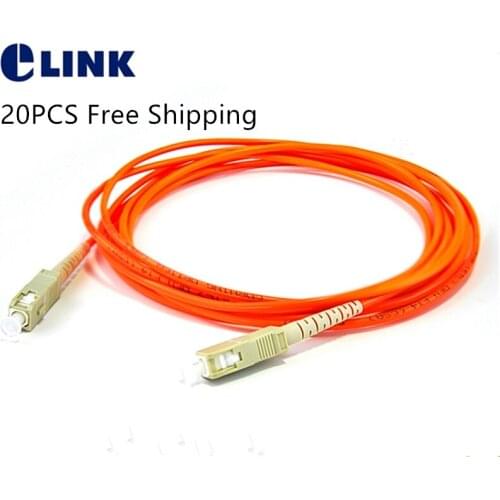 20pcs SC to SC fiber patchcords 3.0mm Multimode Simplex 62.5/125um optical fibre jumper UPC 1 2 3 5 7 10 Mtr Free shipping ELINK