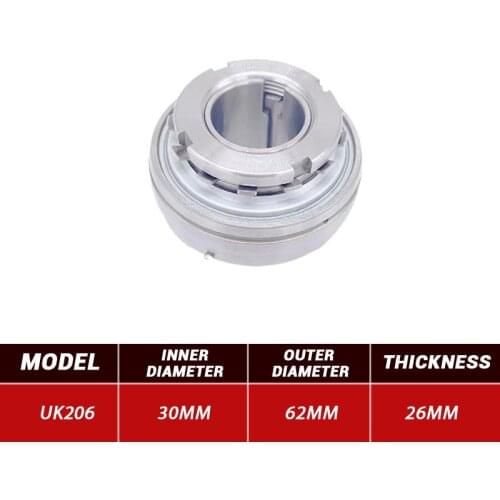 3pcs Outer Wire Bearing UK206 Mental Pillow Block Bearing UK206 30mm*62mm*26mm Steel Bearings High Quality