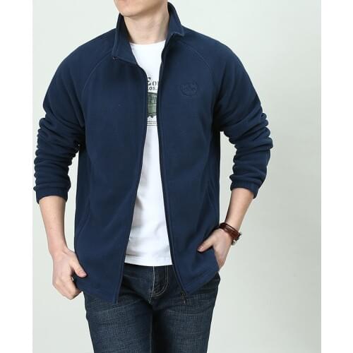 4XL Spring Autumn Mens Warm Cardigan Fleece Jacket Male Outdoor Running Climbing Riding Fishing Windproof Tactical Sports Coat