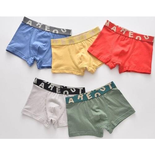 5Pcs/lot Girls Boys Cotton Boxer Briefs Girl Panties Boys Boxer Shorts Childrens Panties Kids Underwear For 2-14 Years BU063