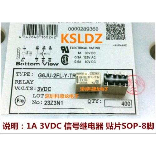Free shipping lot (5 pieces/lot) original New G6JU-2FL-Y-TR-3VDC G6JU-2FL-Y-3VDC G6JU-2FL-Y-DC3V 8PINS 1A 3VDC Signal Relay