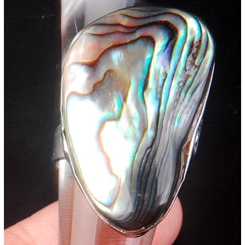 Free shipping Fashion 1pcs New Zealand Ablone Shell Women Men Ring 7~12" (us) adjust MC4056