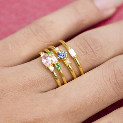 Carofeez 4 Pcs/set Crystal Zircon Gold Ring Set Vintage Bohemian Women Engagement Party Ring Jewelry Girl Gift