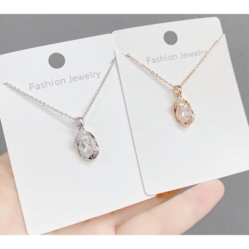 Trendy Simple Sweet Big Zircon Roman Numerals Geometric Pendant Necklace Women Temperament Elegant Jewelry Gifts Clavicle Chain