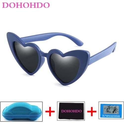 DOHOHDO Heart Shaped Kids Sunglasses TR90 Boys Girls Polarized Silicone Safety Sun Glasses Gift For Children Baby UV400 Gafas