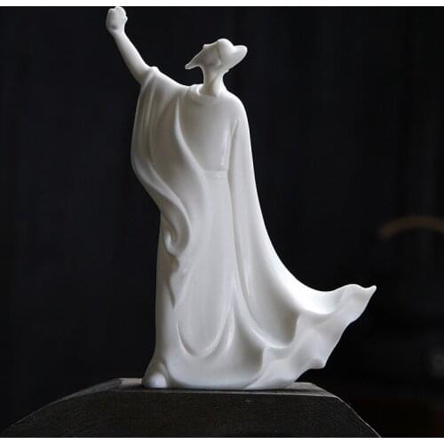 Ancient Chinese Poet Poetry Saint Li Bai Pure White Ceramics Characte Drunk Zen Home Indoor Office Bookshelves Ornaments Gift