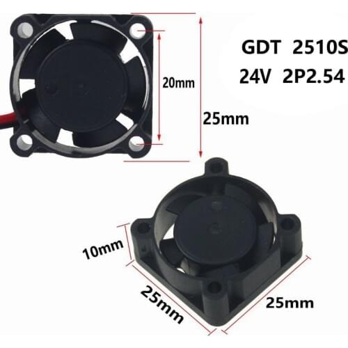 Gdstime 10 pcs 24V DC Brushless Radiator 25x25mm Laptop Cooling Fan 25mm x 10mm Two Wire 2 Pin Connector 2510 Small Cooler