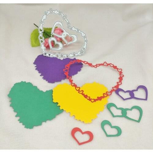 Heart-shaped garland, chain heart-shaped metal cutting die, scrapbook, photo album, greeting card, DIY decoration, handmade art