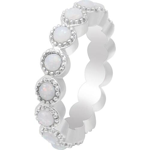 Hainon Elegant Fire Opal Finger Rings For Women White Round Stone Silver Plated Ring Set Romantic Egagement Rings 2018 New