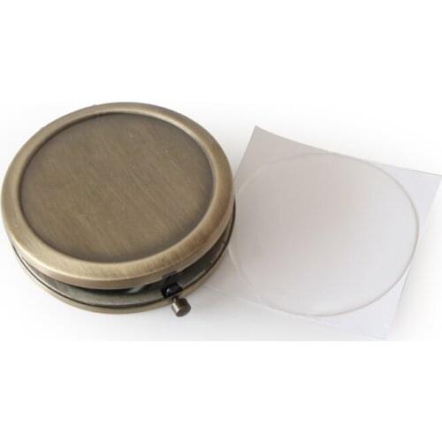 Brown Cosmetic Pocket Mirror With Clear Domed Epoxy Veneered 100/Lot