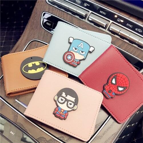 Marvel Spiderman Drivers License Card Pack Disney Captain America Thor Cartoon Leather ID Holders Men Women Fashion Card Pouch