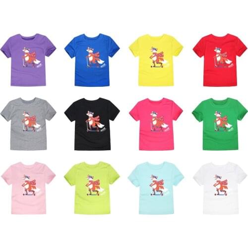 Summer Short Sleeve Cartoon Fox Kids T-Shirts Children Tops Boys Girls Tees Baby T Shirt for 2-14 Years