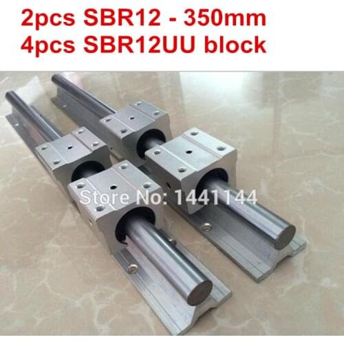 SBR12 linear guide rail: 2pcs SBR12 - 350mm linear guide + 4pcs SBR12UU block for cnc parts