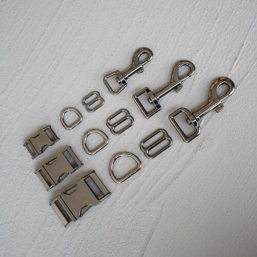 20 Sets 15/20/25mm Gun Black Metal Straps Slider D Ring Release For Pet Dog Collar Paracord Sewing Accessory Strong Hardware