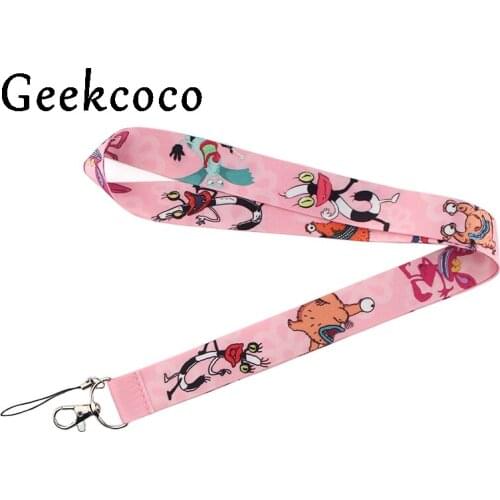 Cartoon pink Lanyard Mobile Phone Key Card Identification Straps USB Badges Holder Hanging J0479