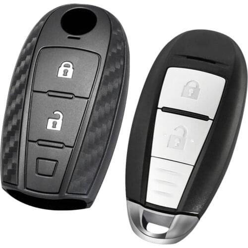 Carbon fiber Pattern Soft Silicone Protect Car key Case Cover for SUZUKI Swift Sport SX4 SCROSS