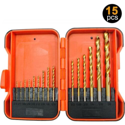 15PCS M2 Drill Bit Set High Speed Steel with Titanium Coated for Metal Stailess