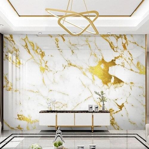 Custom Any Size Mural Wallpaper 3D Gold Foil Golden Marble Wallpaper Abstract Art Home Decor Living Room TV Sofa 3D Wall Sticker