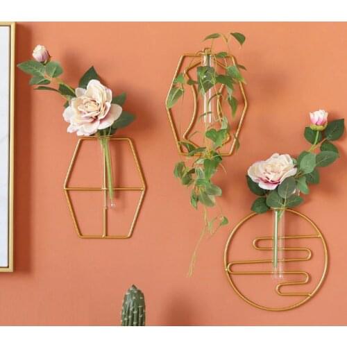 New Arrivals Ins Popular Decorative Glass Vase Test Tube Vase Wall Hanging Decor Vase Home Living Nordic With Metal Stand