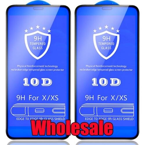 10pcs 10D Tempered Glass Full Glue Cover Protective Screen Protector Film For iPhone 12 Mini 11 Pro Max XS XR X 8 7 6 Plus SE