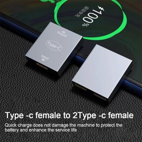 2 in 1 USB Type C Splitter USB C Female to Dual Type C Female Headphone Charger Adapter Splitter Converter Charging connector