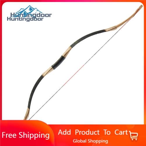 Recurve Long Bow Traditional Archery Horsebow Longbow with Case Left and Right Handed for Practice Target Hunting 30-50lbs