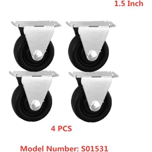 4 Pcs/Lot Casters Spot 1.5 Inch Black Rubber Directional Wheel Light Flat Fixed Caster Silent Wear-resistant Furniture Roller