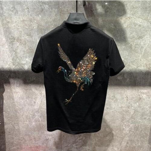 Rhinestones style Design Fashion Classic Hot drill style Design Plus Size M-4XL Polo Shirt Men Diamond stone