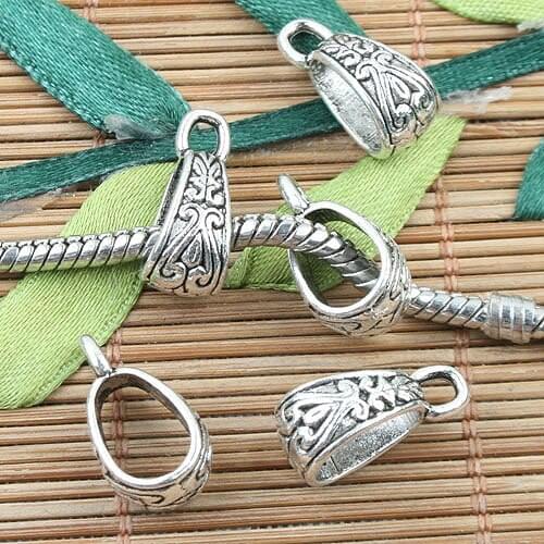 Tibetan Silver color crafted spacer bail charms 30pcs EF0043