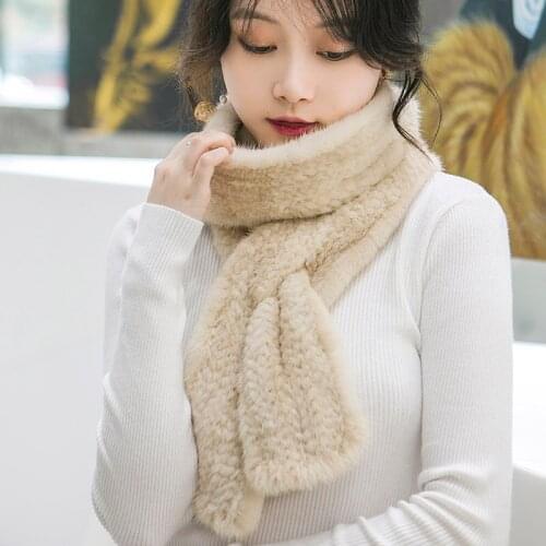 Lengthened encrypted Japanese Korean imported mink fur scarf mink woven bib for men and women to keep warm in autumn and winter