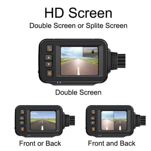 Motorcycle Dash Cam Camera 1080/720P Dual Wide Angle 120 Degree Lens Sportbike Recording DVR With 2inch Full Fit Screen Waterpro