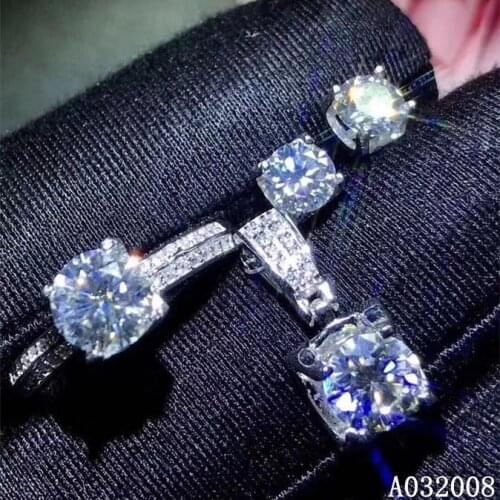 KJJEAXCMY Fine Jewelry 925 sterling silver inlaid Mosang Diamond Pendant ring earrings female set luxury Support detection
