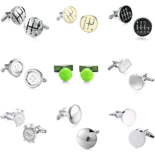 WN The new stainless steel plating classic style 18 round Cufflink high-quality men French shirt Cufflinks Wholesale and retail