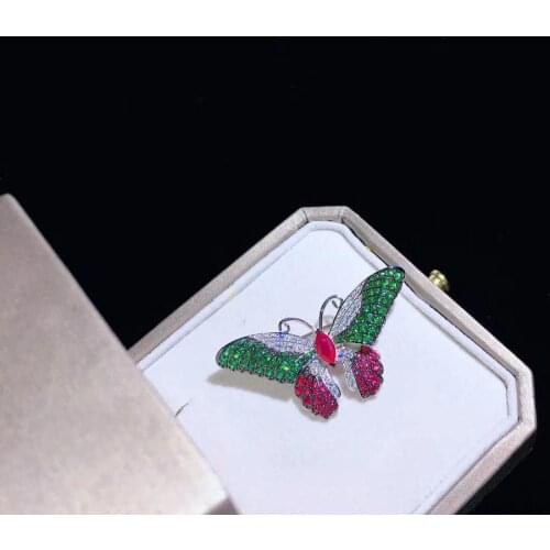 23*46MM multi color cubic zircon butterfly brooch romantic 925 sterling silver fine women jewelry free shipping