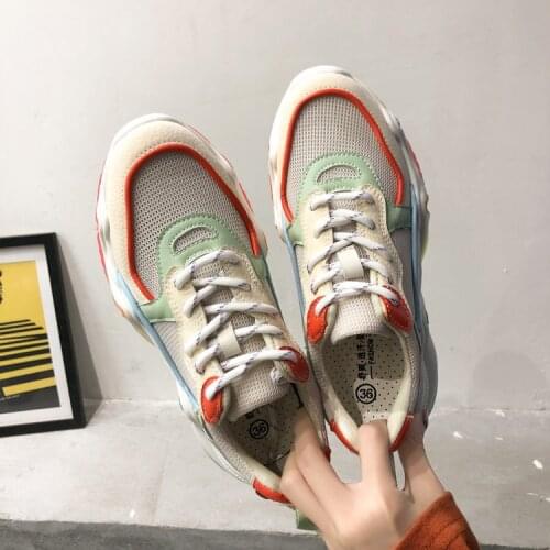 Rainbow Bottom Shoes Womens New Korean-Style Platform Platform Student White Shoes Hong Kong Style Sneakers