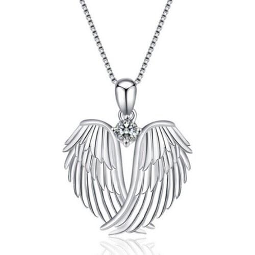 Angel Wings Pendant Necklace Dainty Crystal Birthstone Necklace Birthday Gift for Women Fashion Jewelry Necklace