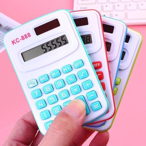 1PC Candy Color 8 Digits Pocket Mini Electronic Calculator Easy Carry Kawaii Calculator Students Office Supplies Random Color