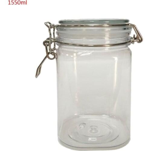 1550ML Plastic Square Clip Top Storage Jar With Airtight Seal Lid Food Container Tableware Preserving Kitchen Flour Pasta