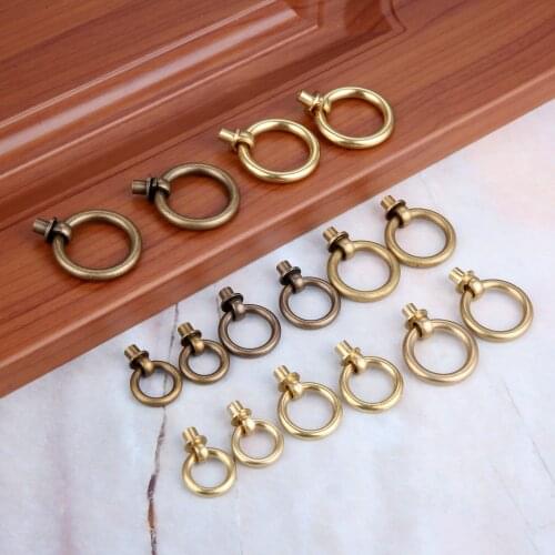 2 Pcs 20/25/30/35mm Vintage Jewelry Box Ring Knobs Furniture Cabinet Cupboard Wardrobe Door Pulls Handle Brass/Antique Bronze