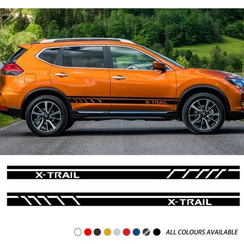 2Pcs Car Styling Body Side Stripes Stickers For NISSAN X-TRAIL Racing Sport Auto Decor Vinyl Film Decal Car Tuning Accessories