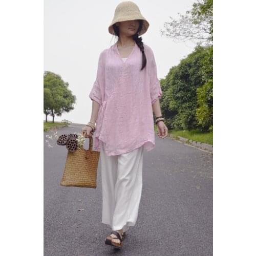 2015 loose Linen retro hanfu modified version cardigan shirt 18056